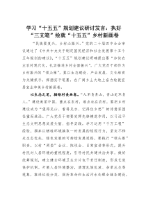 (参考)学习“十五五”规划建议研讨发言：执好“三支笔”绘就“十五五”乡村新画卷