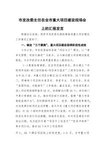 (参考)市发改委主任在全市重大项目建设现场会上的汇报发言
