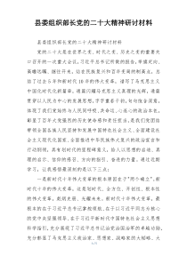 县委组织部长党的二十大精神研讨材料