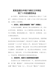 (参考)某某县委办年轻干部在文字岗位待了5年的感受体会