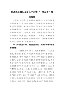 (参考)民政局长履行全面从严治党“一岗双责”情况报告