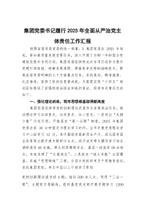 (参考)集团党委书记履行2025年全面从严治党主体责任工作汇报