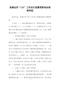 某镇运用“135”工作法打造撂荒耕地治理新样板