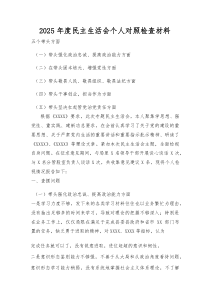(新)2025年度民主生活会个人对照检查材料（带头强化政治忠诚等五个带头方面）