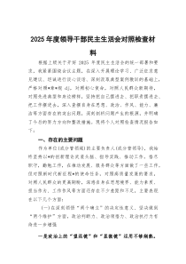 (新)2025年度领导干部民主生活会对照检查材料