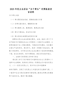 (新)2025年民主生活会“带头强化政治忠诚等五个带头”对照检查发言材料