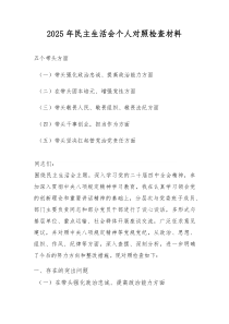 (新)2025年民主生活会个人对照检查材料（带头强化政治忠诚、提高政治能力等五个带头方面）