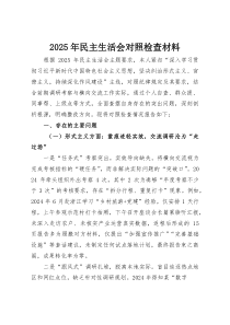 (新)2025年民主生活会对照检查材料