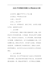 2025年村购买村委办公用品会议记录