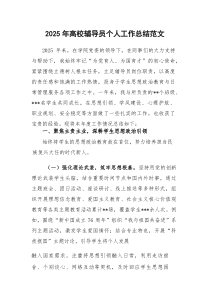 (新)2025年高校辅导员个人工作总结范文