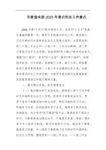 市委宣传部2025年意识形态工作要点