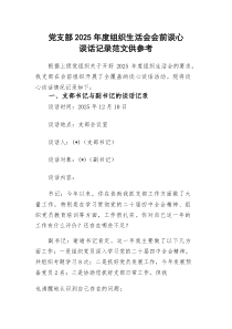 (新)党支部2025年度组织生活会会前谈心谈话记录范文供参考