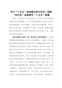 (新)学习“十五五”规划建议研讨发言：砥砺“实打实”品格谱写“十五五”新篇