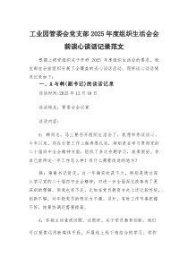 (新)工业园管委会党支部2025年度组织生活会会前谈心谈话记录范文