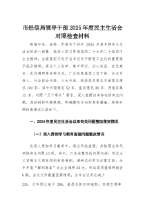 (新)市经信局领导干部 2025 年度民主生活会对照检查材料