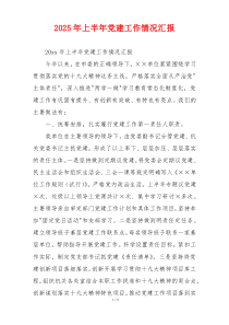 2025年上半年党建工作情况汇报