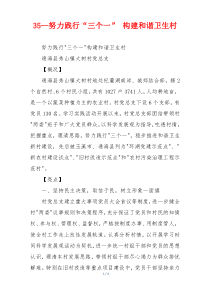 35—努力践行“三个一” 构建和谐卫生村