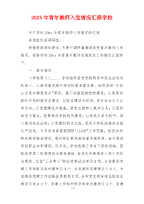 2025年青年教师入党情况汇报学校