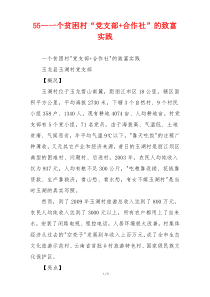 55—一个贫困村“党支部+合作社”的致富实践