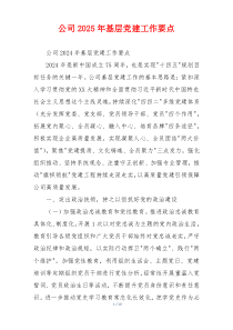 公司2025年基层党建工作要点