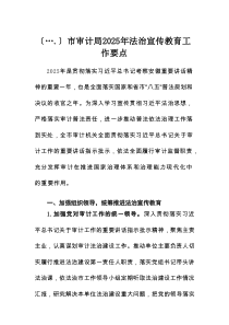 市审计局2025年法治宣传教育工作要点