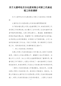 关于大唐呼伦贝尔化肥有限公司职工代表巡视工作的调研