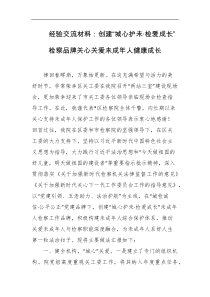 经验交流材料创建城心护未检爱成长检察品牌关心关爱未成年人健康成长