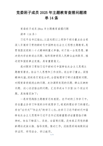 党委班子成员2025年主题教育查摆问题清单14条