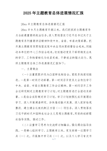 2025年主题教育总体进展情况汇报