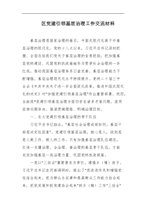 区党建引领基层治理工作交流材料