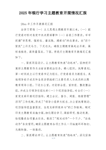 2025年银行学习主题教育开展情况汇报