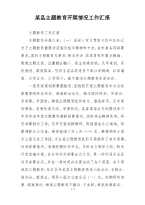 某县主题教育开展情况工作汇报