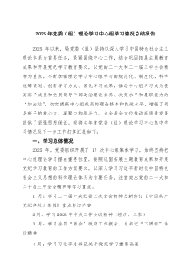 2025年党委（组）理论学习中心组学习情况总结报告（精选集锦）