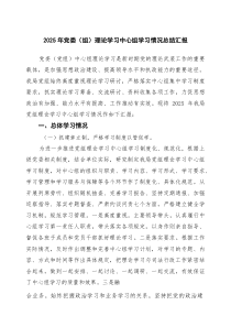 2025年党委（组）理论学习中心组学习情况总结汇报范文