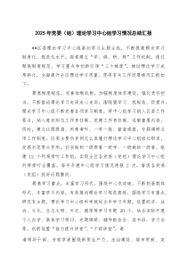 2025年党委（组）理论学习中心组学习情况总结汇报（精选模板）