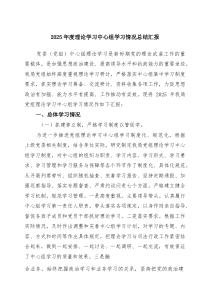 2025年度理论学习中心组学习情况总结汇报（精选范本）