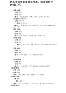 新高考语文必备知识清单：修改错别字600组（一）