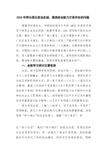 2026年带头强化政治忠诚、提高政治能力方面存在的问题