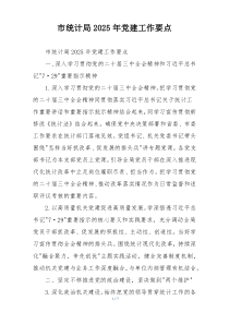 市统计局2025年党建工作要点
