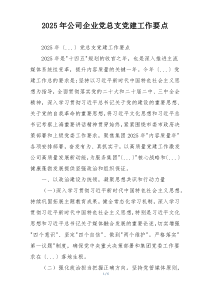 2025年公司企业党总支党建工作要点