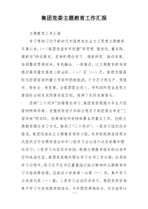 集团党委主题教育工作汇报