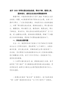 班子2025年带头强化政治忠诚、带头干事、敬畏人民、固本培元、度民主生活会对照检查材料范文