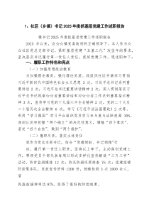 社区（乡镇）书记2025年度抓基层党建工作述职报告范文