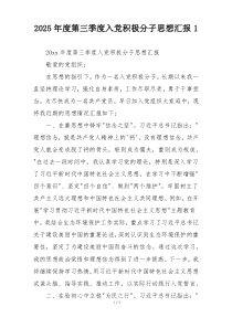 2025年度第三季度入党积极分子思想汇报1