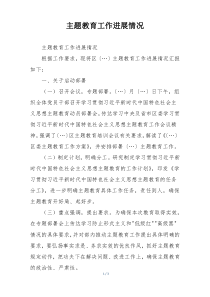 主题教育工作进展情况