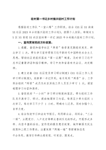 驻村第一书记乡村振兴驻村工作计划(精选三篇)