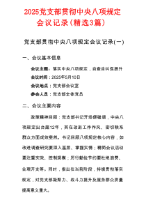2025党支部贯彻中央八项规定会议记录（精选3篇）