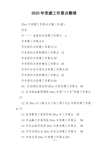 2025年党建工作要点整理