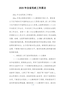 2025年全省民政工作要点