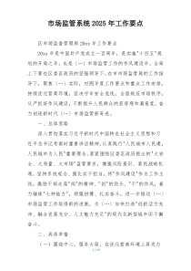 市场监管系统2025年工作要点